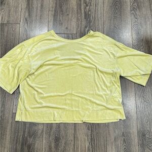 We The Free Light Yellow Velvet Short Sleeve Top